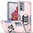 Silicone Matte Finish and Plastic Back Cover Case with Magnetic Finger Ring Stand QW1 for Samsung Galaxy S20 FE 4G Pink