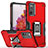 Silicone Matte Finish and Plastic Back Cover Case with Magnetic Finger Ring Stand QW1 for Samsung Galaxy S20 FE 4G Red