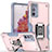 Silicone Matte Finish and Plastic Back Cover Case with Magnetic Finger Ring Stand QW1 for Samsung Galaxy S20 FE 5G Pink