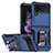 Silicone Matte Finish and Plastic Back Cover Case with Magnetic Finger Ring Stand QW1 for Samsung Galaxy Z Flip3 5G