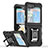 Silicone Matte Finish and Plastic Back Cover Case with Magnetic Finger Ring Stand QW1 for Samsung Galaxy Z Flip5 5G