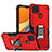 Silicone Matte Finish and Plastic Back Cover Case with Magnetic Finger Ring Stand QW1 for Xiaomi POCO C31 Red