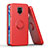 Silicone Matte Finish and Plastic Back Cover Case with Magnetic Finger Ring Stand QW1 for Xiaomi Redmi Note 9 Pro Max Red