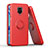 Silicone Matte Finish and Plastic Back Cover Case with Magnetic Finger Ring Stand QW1 for Xiaomi Redmi Note 9S Red