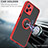 Silicone Matte Finish and Plastic Back Cover Case with Magnetic Finger Ring Stand QW2 for Realme C35