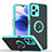 Silicone Matte Finish and Plastic Back Cover Case with Magnetic Finger Ring Stand QW2 for Realme C35 Cyan