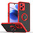 Silicone Matte Finish and Plastic Back Cover Case with Magnetic Finger Ring Stand QW2 for Realme C35 Red