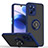 Silicone Matte Finish and Plastic Back Cover Case with Magnetic Finger Ring Stand QW2 for Realme Narzo 50A Prime Blue