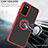 Silicone Matte Finish and Plastic Back Cover Case with Magnetic Finger Ring Stand QW2 for Samsung Galaxy F02S SM-E025F