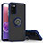 Silicone Matte Finish and Plastic Back Cover Case with Magnetic Finger Ring Stand QW2 for Samsung Galaxy F02S SM-E025F