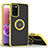 Silicone Matte Finish and Plastic Back Cover Case with Magnetic Finger Ring Stand QW2 for Samsung Galaxy M02s Yellow