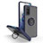 Silicone Matte Finish and Plastic Back Cover Case with Magnetic Finger Ring Stand QW2 for Samsung Galaxy S20 FE 5G Blue