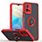 Silicone Matte Finish and Plastic Back Cover Case with Magnetic Finger Ring Stand QW2 for Vivo iQOO Z6 5G Red