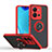 Silicone Matte Finish and Plastic Back Cover Case with Magnetic Finger Ring Stand QW2 for Vivo V25e Red
