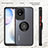 Silicone Matte Finish and Plastic Back Cover Case with Magnetic Finger Ring Stand QW2 for Vivo Y02t