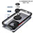 Silicone Matte Finish and Plastic Back Cover Case with Magnetic Finger Ring Stand QW2 for Vivo Y02t