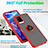 Silicone Matte Finish and Plastic Back Cover Case with Magnetic Finger Ring Stand QW2 for Vivo Y21