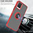 Silicone Matte Finish and Plastic Back Cover Case with Magnetic Finger Ring Stand QW2 for Vivo Y21