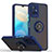 Silicone Matte Finish and Plastic Back Cover Case with Magnetic Finger Ring Stand QW2 for Vivo Y30 5G