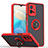 Silicone Matte Finish and Plastic Back Cover Case with Magnetic Finger Ring Stand QW2 for Vivo Y30 5G