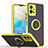 Silicone Matte Finish and Plastic Back Cover Case with Magnetic Finger Ring Stand QW2 for Vivo Y30 5G Yellow