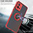 Silicone Matte Finish and Plastic Back Cover Case with Magnetic Finger Ring Stand QW2 for Vivo Y33e 5G