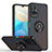 Silicone Matte Finish and Plastic Back Cover Case with Magnetic Finger Ring Stand QW2 for Vivo Y33e 5G