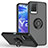 Silicone Matte Finish and Plastic Back Cover Case with Magnetic Finger Ring Stand QW2 for Vivo Y33T Black