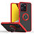 Silicone Matte Finish and Plastic Back Cover Case with Magnetic Finger Ring Stand QW2 for Vivo Y35 4G