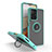 Silicone Matte Finish and Plastic Back Cover Case with Magnetic Finger Ring Stand QW2 for Xiaomi Mi 11T Pro 5G Cyan