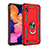 Silicone Matte Finish and Plastic Back Cover Case with Magnetic Finger Ring Stand QW3 for Samsung Galaxy A10