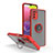 Silicone Matte Finish and Plastic Back Cover Case with Magnetic Finger Ring Stand QW3 for Samsung Galaxy M02s Red