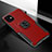 Silicone Matte Finish and Plastic Back Cover Case with Magnetic Finger Ring Stand R01 for Apple iPhone 11 Red