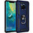 Silicone Matte Finish and Plastic Back Cover Case with Magnetic Finger Ring Stand R01 for Huawei Mate 20 Pro