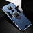 Silicone Matte Finish and Plastic Back Cover Case with Magnetic Finger Ring Stand R01 for Huawei Mate 20 X 5G