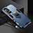 Silicone Matte Finish and Plastic Back Cover Case with Magnetic Finger Ring Stand R01 for Huawei P60