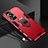 Silicone Matte Finish and Plastic Back Cover Case with Magnetic Finger Ring Stand R01 for Huawei P60 Red