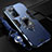 Silicone Matte Finish and Plastic Back Cover Case with Magnetic Finger Ring Stand R01 for OnePlus Nord CE 2 5G Blue