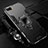 Silicone Matte Finish and Plastic Back Cover Case with Magnetic Finger Ring Stand R01 for Oppo K1 Black