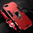 Silicone Matte Finish and Plastic Back Cover Case with Magnetic Finger Ring Stand R01 for Oppo R15X Red