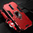 Silicone Matte Finish and Plastic Back Cover Case with Magnetic Finger Ring Stand R01 for Oppo R17 Pro Red