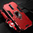 Silicone Matte Finish and Plastic Back Cover Case with Magnetic Finger Ring Stand R01 for Oppo RX17 Pro Red