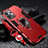 Silicone Matte Finish and Plastic Back Cover Case with Magnetic Finger Ring Stand R01 for Realme GT2 Pro 5G Red