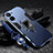 Silicone Matte Finish and Plastic Back Cover Case with Magnetic Finger Ring Stand R01 for Realme V20 5G Blue