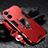 Silicone Matte Finish and Plastic Back Cover Case with Magnetic Finger Ring Stand R01 for Realme V20 5G Red