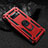 Silicone Matte Finish and Plastic Back Cover Case with Magnetic Finger Ring Stand R01 for Samsung Galaxy S10e Red