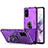 Silicone Matte Finish and Plastic Back Cover Case with Magnetic Finger Ring Stand R01 for Samsung Galaxy S20 Plus