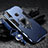 Silicone Matte Finish and Plastic Back Cover Case with Magnetic Finger Ring Stand R01 for Vivo Y3 Blue