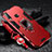 Silicone Matte Finish and Plastic Back Cover Case with Magnetic Finger Ring Stand R01 for Vivo Y3 Red