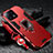 Silicone Matte Finish and Plastic Back Cover Case with Magnetic Finger Ring Stand R01 for Xiaomi Mi 13 5G Red